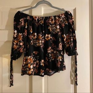 off the shoulder floral blouse